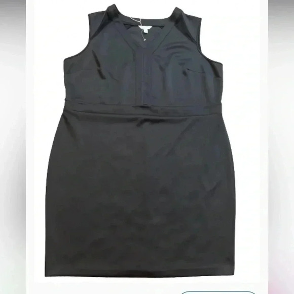 BOUTIQUE BLACK DRESS SLEEVLESS SHEER MIDI SHEATH STRETCH NWOT SIZE 3X - Picture 2 of 11